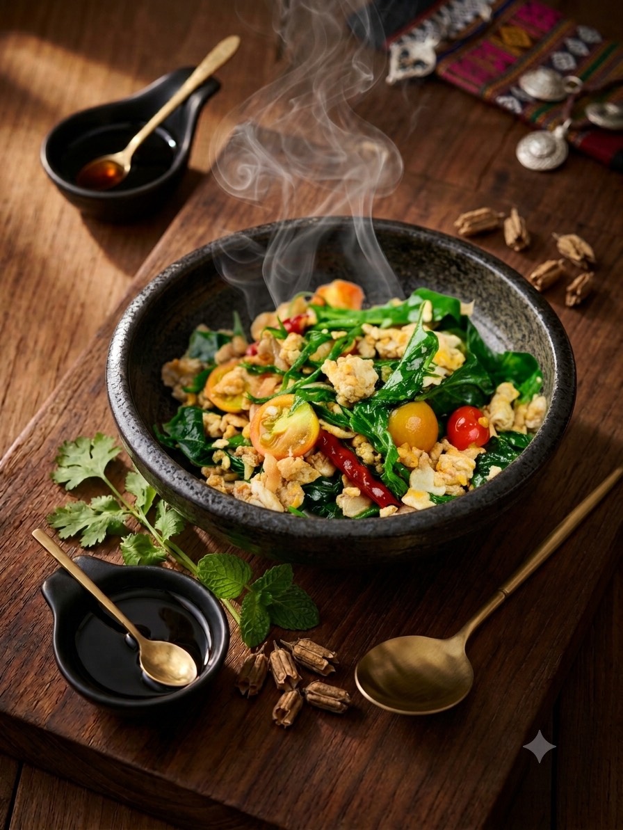 ผักเชียงดาวผัดไข่วีแกน